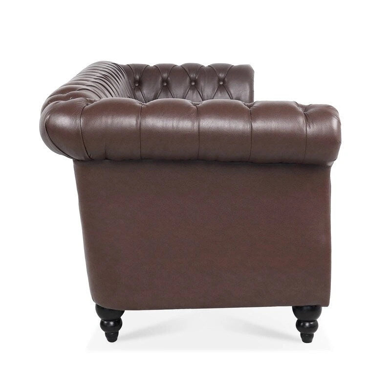 84.65 PU Rolled Arm Chesterfield 3 Seater Sofa