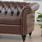 84.65 PU Rolled Arm Chesterfield 3 Seater Sofa