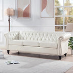 84.65 PU Rolled Arm Chesterfield 3 Seater Sofa