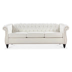 84.65 PU Rolled Arm Chesterfield 3 Seater Sofa