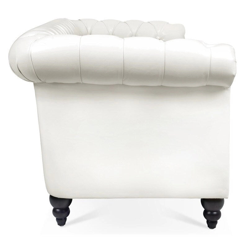 84.65 PU Rolled Arm Chesterfield 3 Seater Sofa