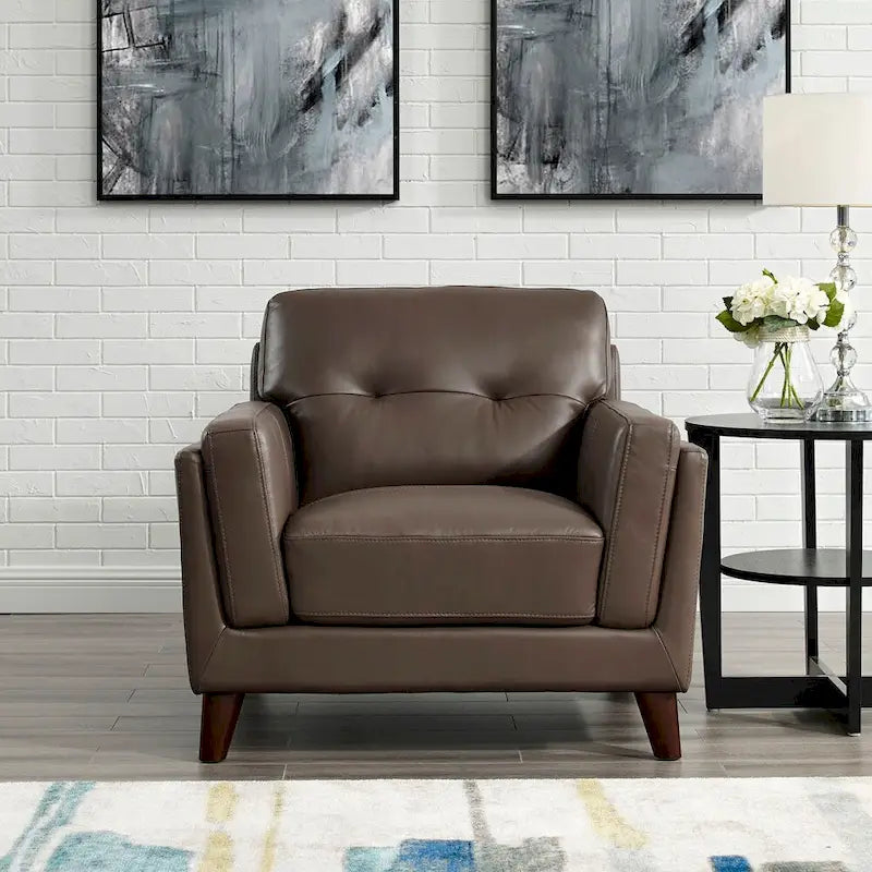Leather Chair with Memory Foam and Springs
