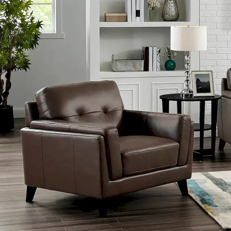 Leather Chair with Memory Foam and Springs