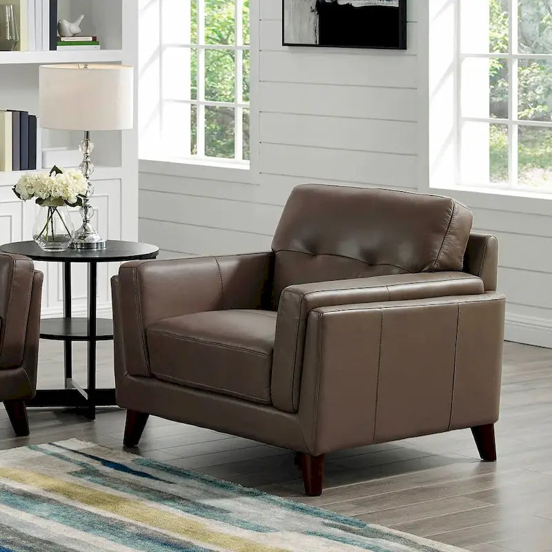 Leather Chair with Memory Foam and Springs