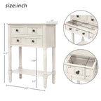 Solid Wood Distressed Sofa Table with Three Storage Drawers and Bottom Shelf