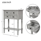 Solid Wood Distressed Sofa Table with Three Storage Drawers and Bottom Shelf