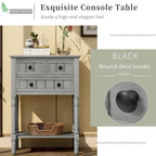 Solid Wood Distressed Sofa Table with Three Storage Drawers and Bottom Shelf