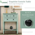 Solid Wood Distressed Sofa Table with Three Storage Drawers and Bottom Shelf
