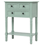 Solid Wood Distressed Sofa Table with Three Storage Drawers and Bottom Shelf