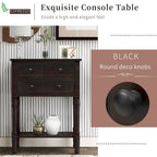 Solid Wood Distressed Sofa Table with Three Storage Drawers and Bottom Shelf