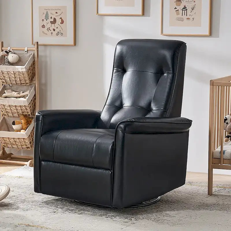 Modern Faux Leather Swivel Power Recliner with USB Ports