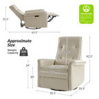 Modern Faux Leather Swivel Power Recliner with USB Ports