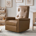 Modern Faux Leather Swivel Power Recliner with USB Ports