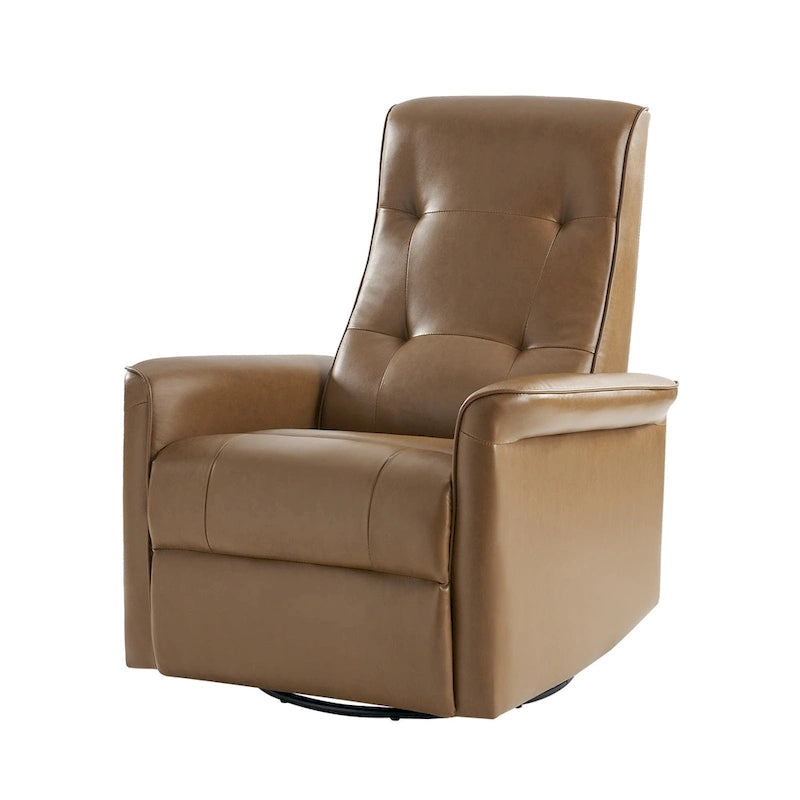 Modern Faux Leather Swivel Power Recliner with USB Ports