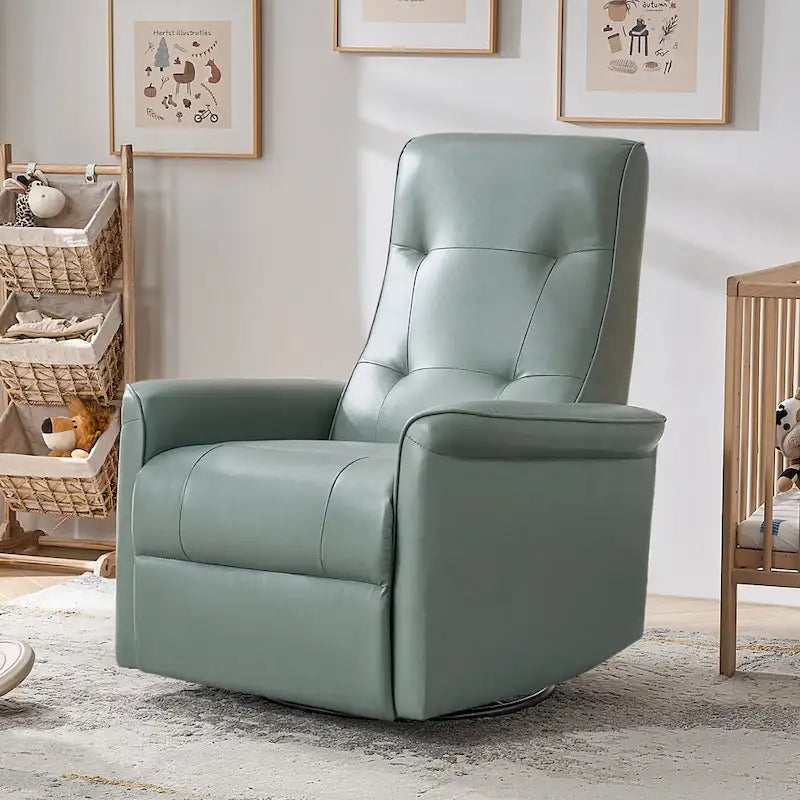 Modern Faux Leather Swivel Power Recliner with USB Ports