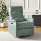 Modern Faux Leather Swivel Power Recliner with USB Ports