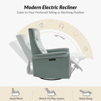 Modern Faux Leather Swivel Power Recliner with USB Ports