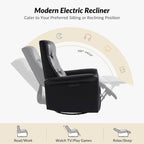 Modern Faux Leather Swivel Power Recliner with USB Ports