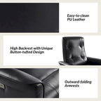 Modern Faux Leather Swivel Power Recliner with USB Ports