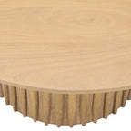 Sejo Coffee Table, 34 Inch Round Top with Fluted Base in Natural Brown Mango Wood