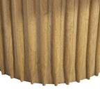 Sejo Coffee Table, 34 Inch Round Top with Fluted Base in Natural Brown Mango Wood