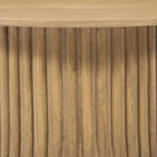 Sejo Coffee Table, 34 Inch Round Top with Fluted Base in Natural Brown Mango Wood