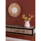 Art Deco Solid Wood and Vegan Leather Shagreen with Brass Accents Console Table - 59W X 16D X 32.3H