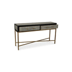 Art Deco Solid Wood and Vegan Leather Shagreen with Brass Accents Console Table - 59W X 16D X 32.3H