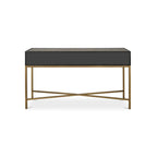 Art Deco Solid Wood and Vegan Leather Shagreen with Brass Accents Console Table - 59W X 16D X 32.3H