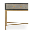 Art Deco Solid Wood and Vegan Leather Shagreen with Brass Accents Console Table - 59W X 16D X 32.3H