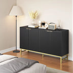 Buffet Table Kitchen Sideboard with Wavy-Patterned Doors