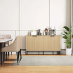 Buffet Table Kitchen Sideboard with Wavy-Patterned Doors