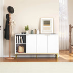 Buffet Table Kitchen Sideboard with Wavy-Patterned Doors