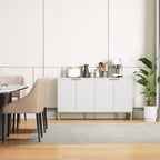 Buffet Table Kitchen Sideboard with Wavy-Patterned Doors