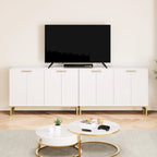 Buffet Table Kitchen Sideboard with Wavy-Patterned Doors