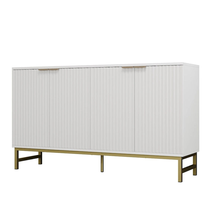 Buffet Table Kitchen Sideboard with Wavy-Patterned Doors