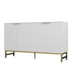 Buffet Table Kitchen Sideboard with Wavy-Patterned Doors