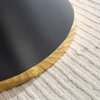 Black Marble Printed MDF Round Dining Table, Black Columnar Base with Gold Annulus(chairs Not Included)