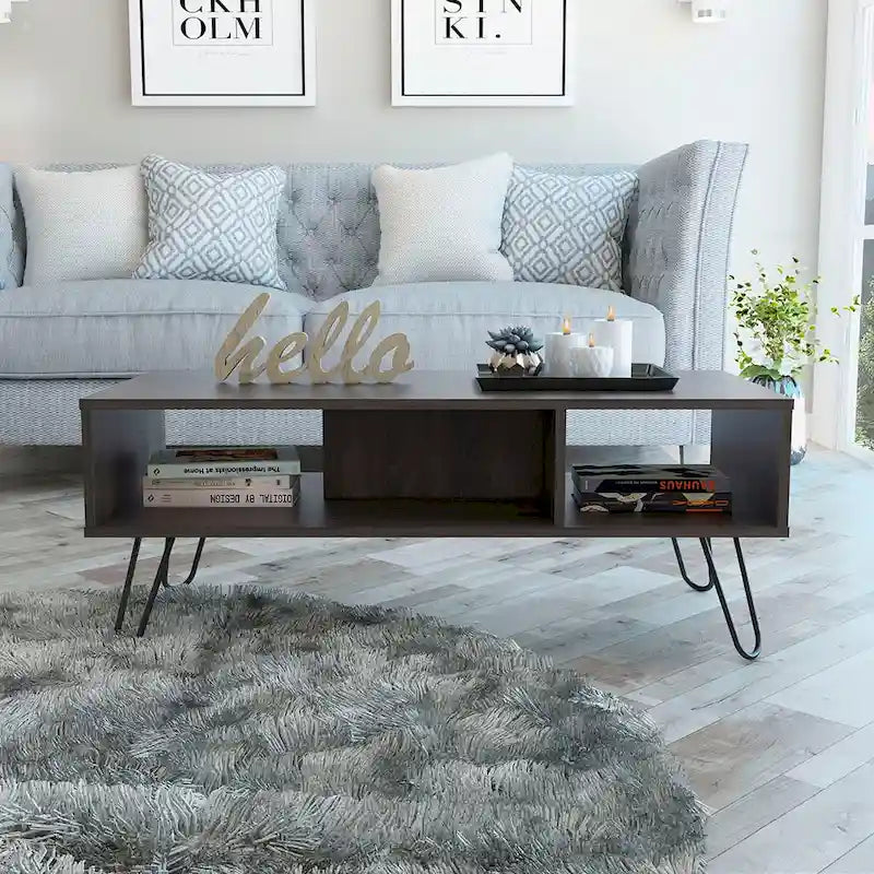 Rectangle 2-Shelf Coffee Table White
