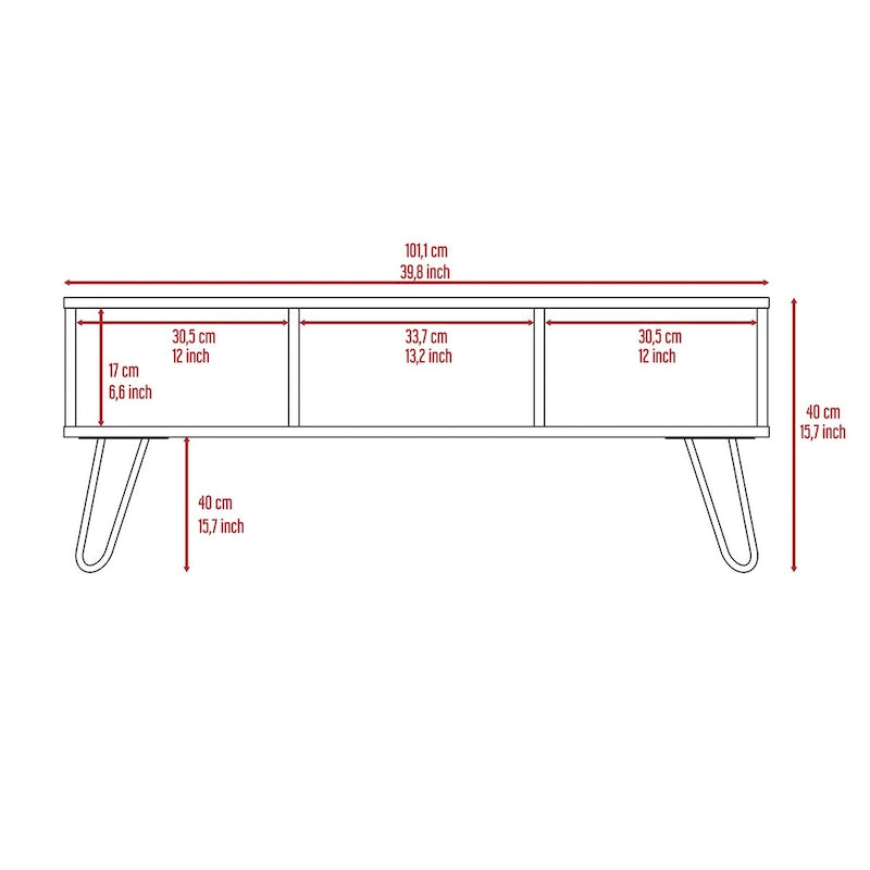Rectangle 2-Shelf Coffee Table White