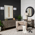 Gray Fir Veneer with Gold Metal Frame Base 9 Drawer Sideboard