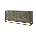Gray Fir Veneer with Gold Metal Frame Base 9 Drawer Sideboard
