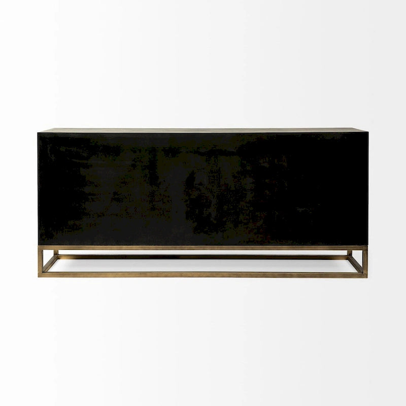 Gray Fir Veneer with Gold Metal Frame Base 9 Drawer Sideboard