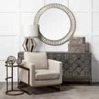 Gray Fir Veneer with Gold Metal Frame Base 9 Drawer Sideboard