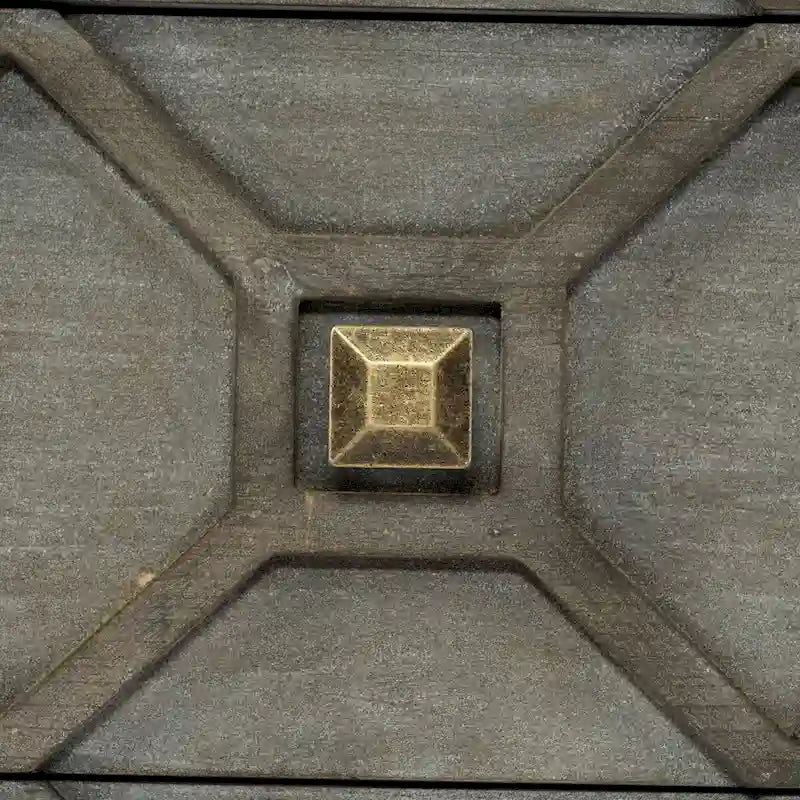 Gray Fir Veneer with Gold Metal Frame Base 9 Drawer Sideboard