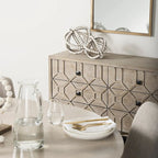 Gray Fir Veneer with Gold Metal Frame Base 9 Drawer Sideboard