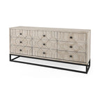 Gray Fir Veneer with Gold Metal Frame Base 9 Drawer Sideboard