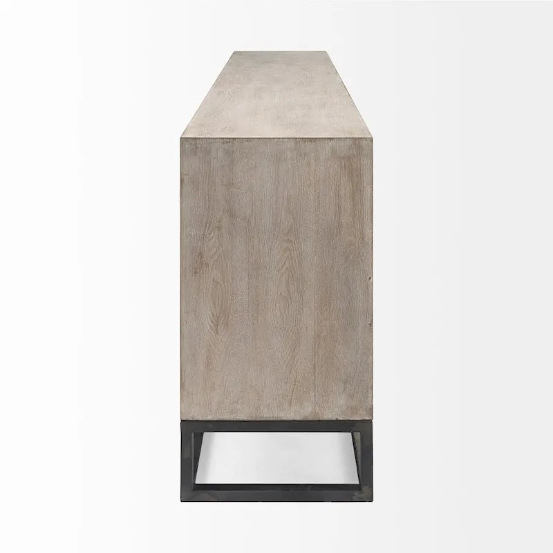 Gray Fir Veneer with Gold Metal Frame Base 9 Drawer Sideboard
