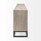 Gray Fir Veneer with Gold Metal Frame Base 9 Drawer Sideboard