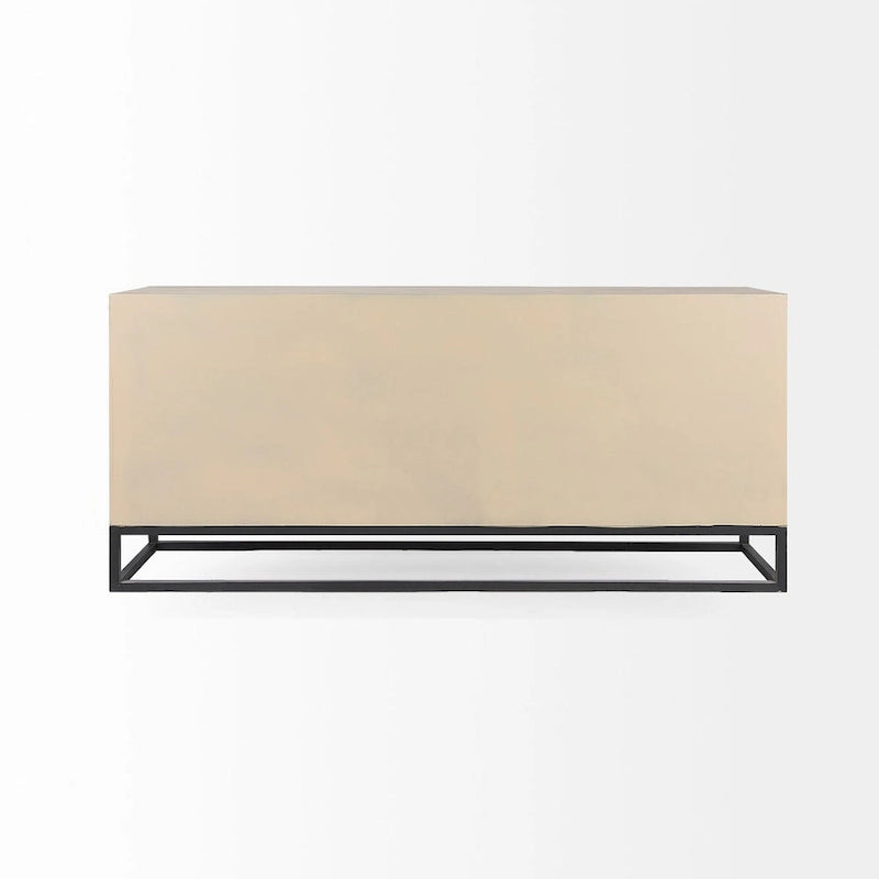 Gray Fir Veneer with Gold Metal Frame Base 9 Drawer Sideboard